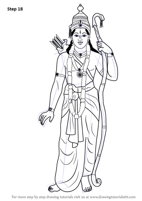 Learn How to Draw Lord Rama (Hinduism) Step by Step : Drawing Tutorials Lord Ram And Sita Drawing, Rama Image, Ram Image, Lord Rama Images, Scene Drawing, Kids Coloring Pages, Lord Rama, Shri Ram, Shiva Art