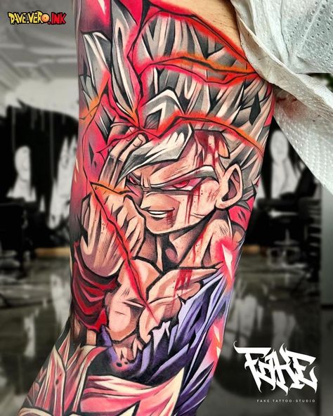 Beast Gohan Tattoo, Gohan Beast Tattoo, Dragonball Tattoo, Beast Gohan, Gohan Beast, Ball Tattoo, Full Leg Tattoos, Dragon Ball Tattoo, Marvel Tattoos