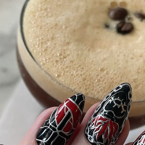 cady on Instagram: "Stained glass nails inspired by designs from @boozetooth and @roseblood_glass 💀⛓️🌹❤️" Stained Glass Window Nails, Stained Glass Nails, Nails Inspired, Stained Glass Christmas, Round Nails, Glass Nails, Stained Glass Window, Stained Glass Windows, Glass Window