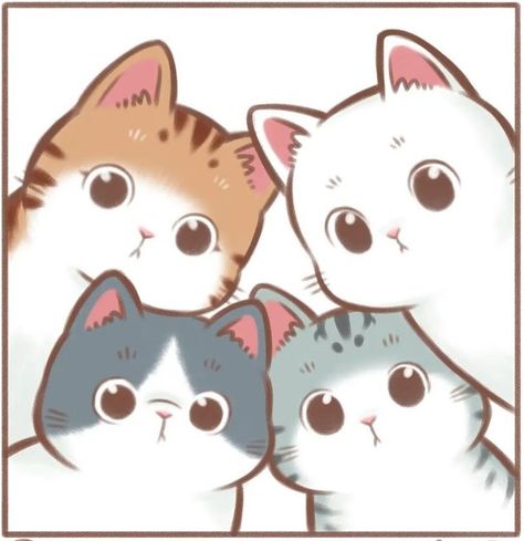 Photo - Google Photos Cat Doodles Cute, 3 Cats Together Drawing, 3 Cats Drawing, Two Cats Drawing, Cute Cats Drawing, Cat Cute Drawing, Kitty Doodles, Cat Drawing Cute, Gato Cute