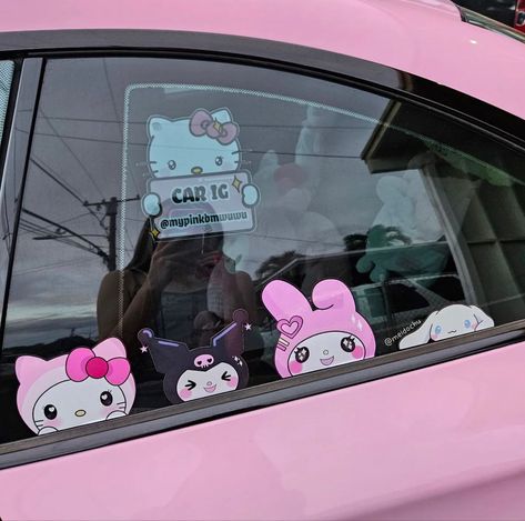 Cute Sanrio Stickers, Sanrio Car, Hello Kitty Car Accessories, Pink Car Interior, Sanrio Stickers, Pink Car Accessories, Hello Kitty Car, Girly Car Accessories, Cute Sanrio