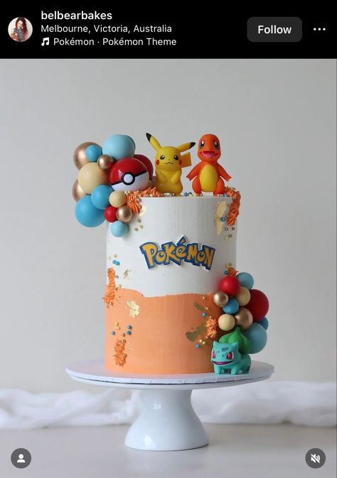 Pokemon Cake With Figurines, Pokemon Wedding Cake, Pokemon Cake Ideas, Charizard Cake, Pokemon Wedding, Birthday Pikachu, Pokémon Cake, Pikachu Birthday, Pokemon Cupcakes