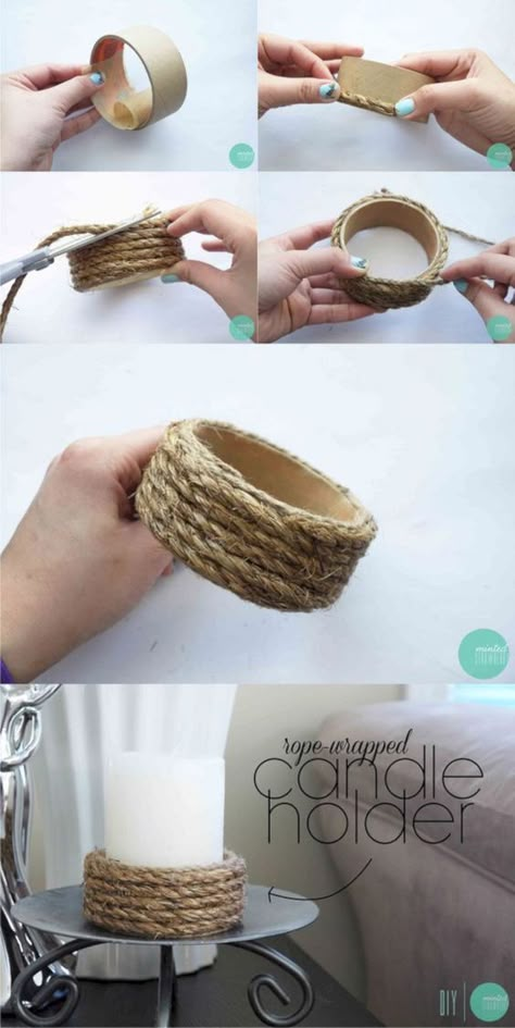 15+ Creative DIY Candle Holders Ideas | momooze.com Lilin Aroma, Pallets Diy, Diy Crate, Candle Wrap, Crate Furniture, Diy Candle Holders, Farm Tables, Navidad Diy, Rope Crafts