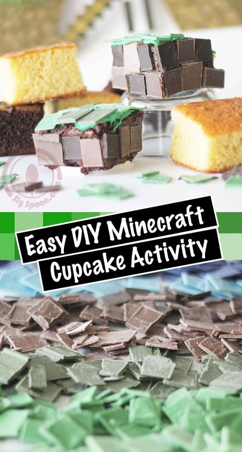 Easy DIY Minecraft Cupcake Birthday Party Activity Minecraft Cupcake, Minecraft Cupcakes, Kids Party Inspiration, Minecraft Theme, Cupcake Birthday Party, Diy Minecraft, Cupcake Birthday, Diy Cupcakes, Minecraft Birthday Party