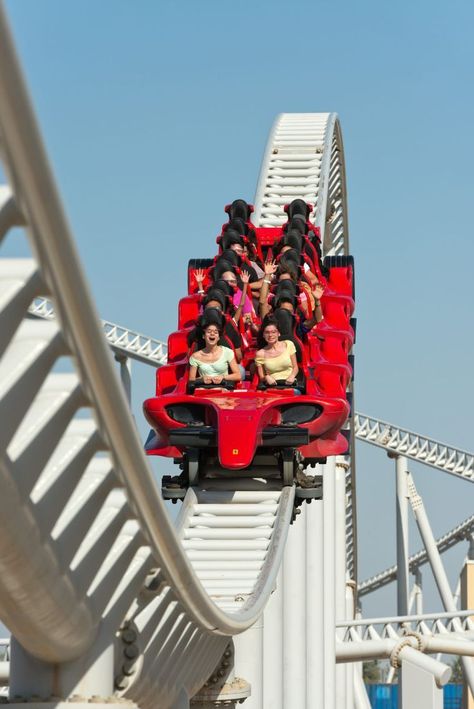 17 Scariest Theme Park Rides in The World | Adventure Travel Bucket List Dubai Ferrari World, Christmas In Dubai, Cool Water Slides, Roller Coaster Pictures, Fun Water Parks, Water Park Rides, Ferrari World Abu Dhabi, Theme Parks Rides, Ferrari World