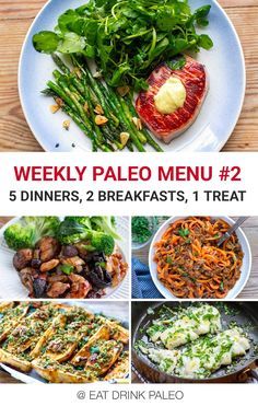 Your Weekly Paleo Menu #2 (with Printable PDF) - Irena Macri | Food Fit For Life 5 Dinners, Paleo Menu, Paleo Plan, Paleo Meal Prep, Paleo Diet Plan, Quick Diet, Paleo Meal Plan, Diner Recept, Ketogenic Diet Meal Plan