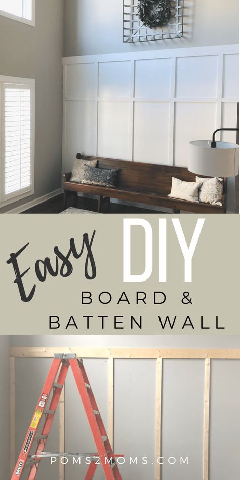 Board And Batten Living Room, Board And Batten Accent Wall, Batten Accent Wall, Diy Board And Batten, House Upgrades, Batten Wall, Board Batten, Winter Projects, Board And Batten Wall