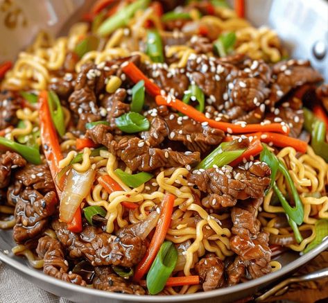 Mongolian Beef Ramen Stir-Fry - Grandma's Simple Recipes Mongolian Beef Stir Fry With Ramen, Mongolian Beef Stir Fry Recipes, Mongolian Beef Recipe Noodles, Ramen Stir Fry Recipes, Mongolian Beef Ramen, Mongolian Beef Stir Fry, Easy Mongolian Beef Recipe, Easy Mongolian Beef, Mongolian Beef Recipe