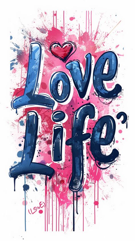 Free Wallpaper Alert: "Love Life" Graffiti, Aesthetic iPhone Art Cool Graffiti Wallpaper, Graffiti Logo Design, Sublimation Printing Ideas, Urban Wall Decor, Cute Fonts Alphabet, Aesthetic Graffiti, Graffiti Aesthetic, T Shirt Print Ideas, Font Graffiti