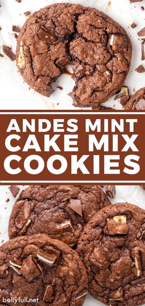 Andes Mint Cake Mix Cookies, Mint Cake Mix Cookies, Andes Mint Cake, Crinkle Cookies Cake Mix, Andes Mint Cookies, Brownie Mix Cookies, Cafe Recipes, Mint Chocolate Cake, Easy Cookie Recipe