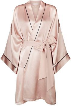 Silk Robe Long, Olivia Von Halle, Silk Kimono Robe, Normal Clothes, Silk Robe, Contrast Piping, Women Nightwear, Womens Robes, Silk Kimono