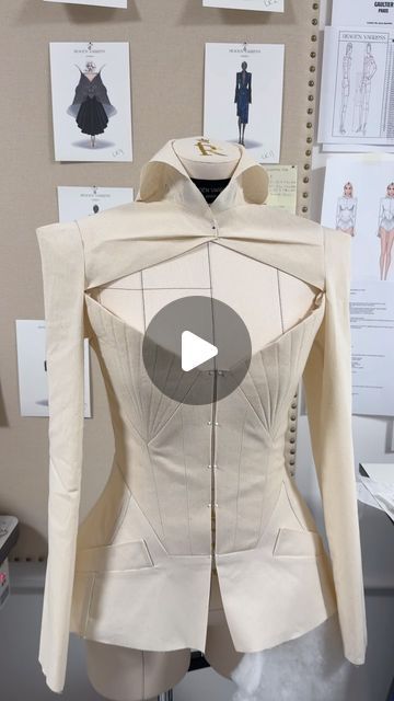 REAGEN VARROSS on Instagram: "The jacket toile for the next outfit - trousers to mock up then that’s number three down!   P.s. this song came on during a shuffle of a random playlist and it made me laugh and got my head back into sewing after a little break so it had to go on this reel!   #fashion #fashiondesigner #hautecouture #couture #womenswear #sophisticated #hourglass #feminine #silhouette #celebritystyle #redcarpet #occasionwear #eveningwear #bespoke #toile #collection #britishbrand #sewing #sewingproject #bts #patterncutting #draping #moulage #creativedesign #studio #sampling" Outfit Trousers, Number Three, Next Clothes, March 4, Feminine Silhouette, 2025 Vision, Mock Up, Evening Wear, Occasion Wear