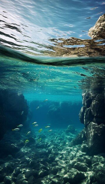 Fond Sous-marin De L'océan Au-dessus De ... | Premium Photo #Freepik #photo #vague-surf #vague-mer #surf #plage-surf Beach Underwater, Kodak Pictures, Photo Surf, Sea Underwater, Ocean Girl, Under The Ocean, Ocean Photos, Water Ocean, Ocean Landscape