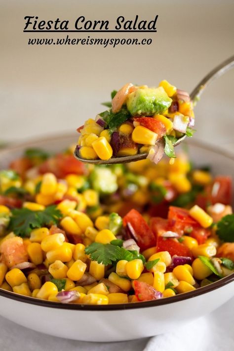 Fiesta Corn Salad, Fiesta Salad Recipe, Corn Salad With Avocado, Mexican Salsa Recipe, Frito Recipe, Salad Mexican, Corn Tomato Salad, Fiesta Salad, Salsa Salad