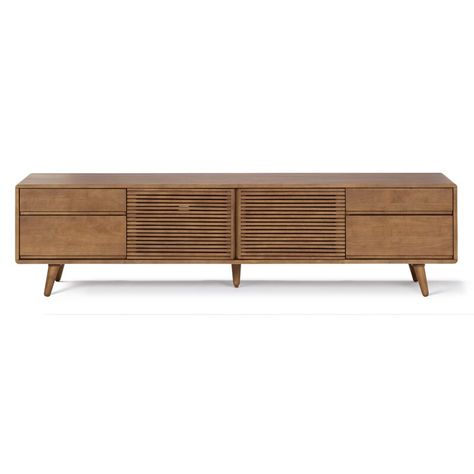 AllModern Keira Solid Wood TV Stand for TVs up to 85" & Reviews | Wayfair Midcentury Modern Media Console, Wallpaper Fireplace, Modern Media Console, 2 Piece Sectional Sofa, Mirror Inspiration, Upholstered Chaise, Wood Tv Stand, Solid Wood Tv Stand, Hallway Wall Decor