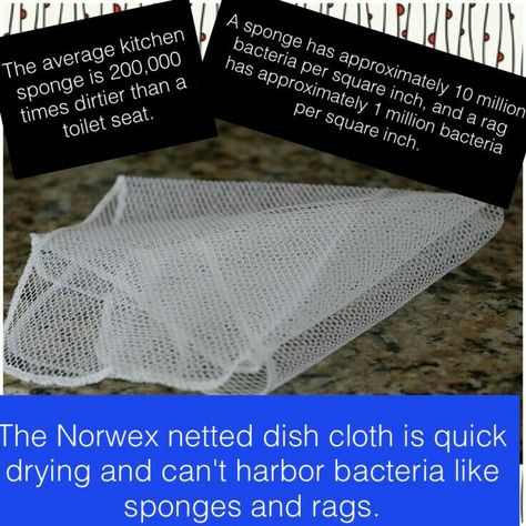 Ditch those kitchen sponges and grab yourself a netted dish cloth from norwex. Quick drying and can't harbor bacteria like kitchen sponges and rags (: Http://beccastanton.norwex.biz Soap Scum Removal, Norwex Tips, Norwex Cloths, Norwex Products, Norwex Biz, Norwex Party, Norwex Consultant, Norwex Cleaning, Sales Consultant