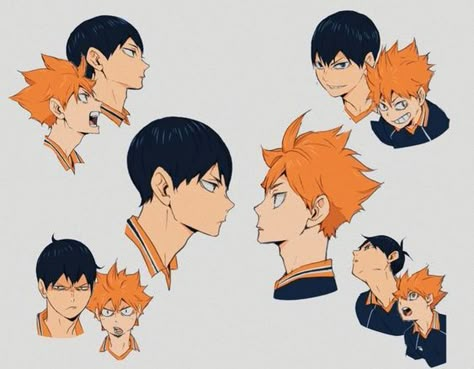 Kagehina Cute, Kageyama X Hinata, Friend Painting, Haikyuu Volleyball, Drawings Tutorials, Kageyama Tobio, Anime Fandom, Haikyuu Ships, Haikyuu Manga