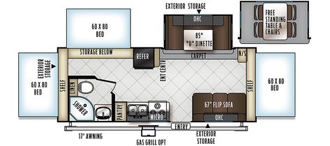 2018 Forest River Rockwood Roo 233S Hybrid Camper | The Real RVWholesalers | 156987 Rockwood Roo, Hybrid Camper, Kombi Motorhome, Bed Shelves, Rv For Sale, Rvs For Sale, Forest River, Gas Grill, Motorhome