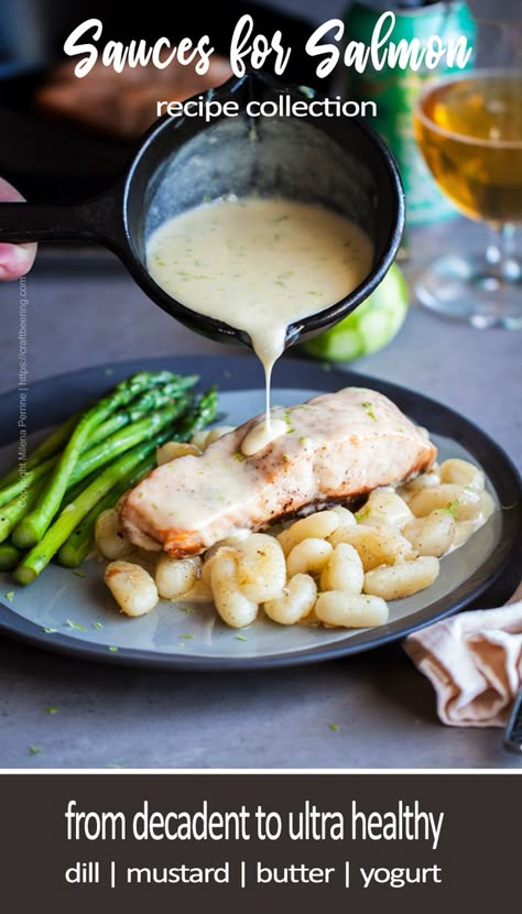 Salmon Dill Sauce Recipes, Sauce To Put On Salmon, White Sauce For Salmon, Salmon Gravy, Cream Sauce For Salmon Easy, Dipping Sauce For Salmon, Cheese Sauce For Fish, Salmon Dressing Sauce, Salmon With Sauce