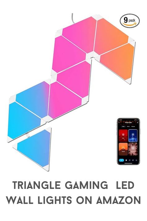 Smart Triangle Gaming RGBW LED Wall Lights, Works with Alexa, Light Panels for Gaming Room, Party Decor, Rhythm Edition Pack of 9 Triangle Game, Light Panels, Play Space, Gaming Room, Led Wall Lights, Gaming Setup, Led Wall, Game Room, Party Decor