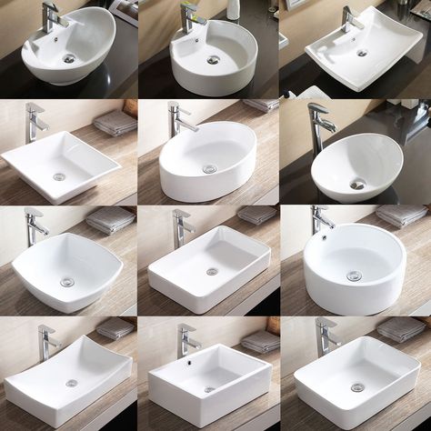 Bathroom Ceramic Vessel Vanity Sink Bowl White Porcelain Basin w/Pop Up Drain. Our basins are made from premium quality ceramic, ensuring that last for longer. It will bring an aesthetically pleasing appearance to your bathroom. | eBay! Bathroom Sink Bowls, White Vessel Sink, Ceramic Bathroom Sink, Washbasin Design, Washroom Design, Basin Design, Sink Basin, Bathroom Design Decor, Sink Design