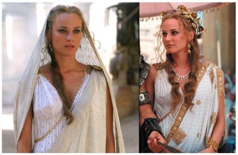 Related image Troy Movie, Grecian Hairstyles, Ancient Greek Clothing, Helen Of Troy, Ancient Greek Jewelry, Fairytale Princess, Goddess Dress, Diane Kruger, Greek Clothing