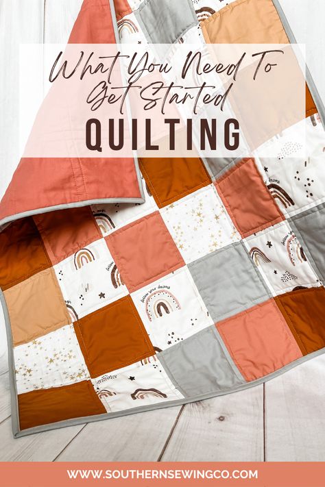 Diy Quilt Beginners, How To Sew Quilt Blocks Together, Learning How To Quilt, Quilting Must Haves, How To Make A Patchwork Quilt For Beginners, Easy Hand Sewn Quilts For Beginners, Quilt For Beginners Easy, Easy Beginner Quilting Projects, Step By Step Quilting For Beginners