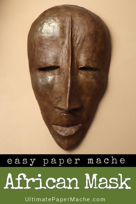 Diy African Art, Art Masks Ideas, Cardboard African Masks, Mask Art Project, African Masks For Kids, Mask With Paper, Paper Mache African Mask, Clay Mask Art, African Masks Art