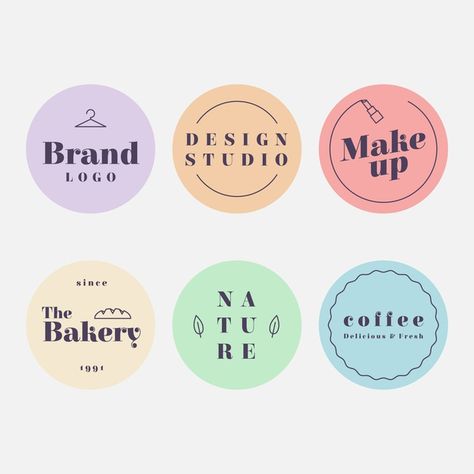 Minimal logo collection with pastel colo... | Free Vector #Freepik #freevector #freelogo #freebusiness #freevintage #freeretro Bakery Logo, Bakery Logo Design, S Logo, Design Grafico, Fashion Logo Design, Logo Collection, Minimal Logo, Fashion Logo, 로고 디자인