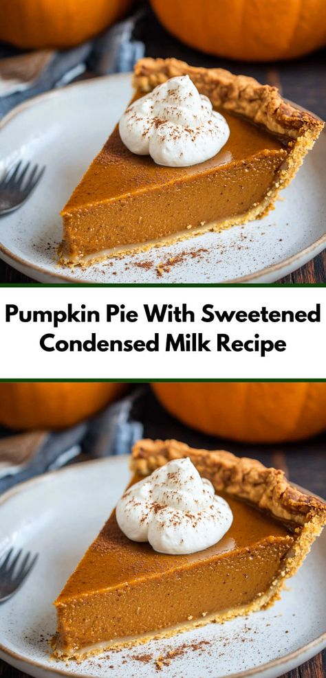 Love pumpkin pie recipes? Try our Pumpkin Pie With Sweetened Condensed Milk Recipe! It’s a creamy and delicious addition to your pumpkin recipes, perfect for lunch recipes or sweet dinner ideas. Pumpkin Pie With Sweetened Condensed, Condensed Milk Recipe, Classic Pumpkin Pie Recipe, Best Pumpkin Pie Recipe, Sweetened Condensed Milk Recipes, Sweet Potato Pie Southern, Pumpkin Pie Spice Recipe, Pumpkin Pie Recipe Easy, Pie Spice Recipe