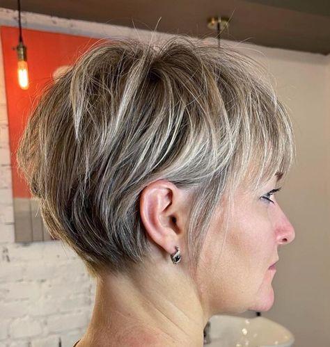 Wispy Long Pixie with Short Crown Layers Crown Layers, Short Haircuts Fine Hair, Long Pixie Bob, Pixie Haircut Fine Hair, Longer Pixie Haircut, Long Pixie Hairstyles, Fine Straight Hair, Pixie Cut With Bangs, Pixie Bob Haircut