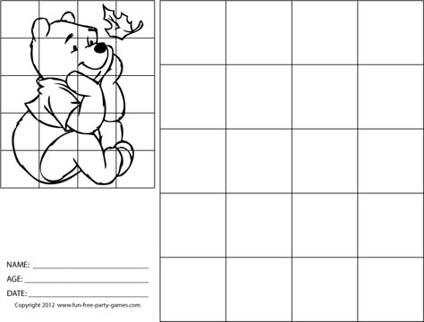 grid-drawing-pooh | AaronHerrera.com Grid Drawing Ideas, Drawing Grid, Grid Drawing, Grid Art, Art Handouts, 8th Grade Art, Scale Drawing, Art Worksheets, Drawing Activities