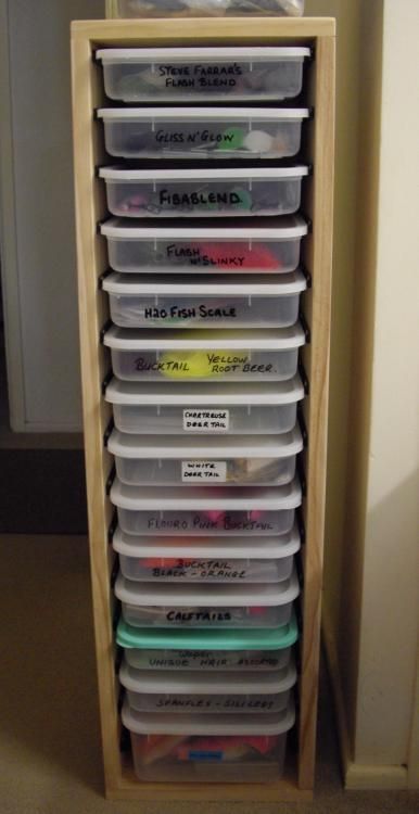 Fly Tying Storage Ideas, Fishing Lure Storage Ideas, Fly Tying Organization Ideas, Fishing Tackle Storage Ideas, Fly Tying Organization, Fishing Organization Ideas, Diy Fishing Rod Holder, Fly Tying Station, Fishing Tackle Organization