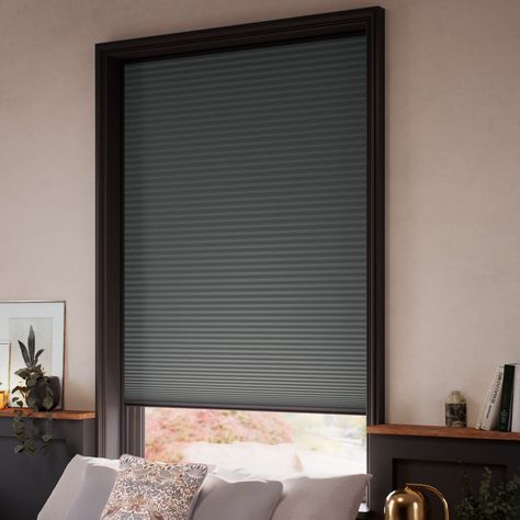 Shade your space like never before with this smart, stylish and unbelievably practical TotalShade Blackout Pleated Blind. Fully enclosed in a clever frame system, it offers a host of protective features.       The DuoShade blackout fabric, when combined with this frame, helps to darken your space like nothing else. Not only that, it's one of the most thermally efficient window coverings on the market and has fantastic noise reducing properties.       All of these features, along with its cord-free design, make it ideal for a kid's bedroom – but its contemporary tone and revolutionary design make it the perfect fit for almost any space. Blackout Bedroom Blinds, Blackout Blinds With Curtains, Black Out Blinds Bedroom, Blackout Window Ideas, Blackout Blinds Bedroom, Roof Room, Indoor Windows, Automatic Blinds, Grey Blinds