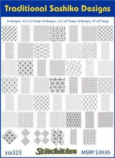 Traditional Sashiko Designs Custom Embroidery Designs By Stitchitize Boro Stitching, Sashiko Pattern, Sashiko Embroidery, Pola Sulam, Japanese Embroidery, Hand Embroidery Patterns, Embroidery Inspiration, Embroidery Tutorials, Ribbon Embroidery