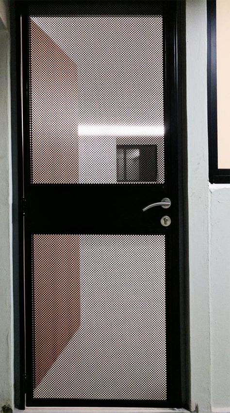 Home theatre - Yishun Apartment Grill Door, Mesh Grill Door, Metal Screen Door Ideas, Apartment Grill, Net Door, House Front Door Design, Doorway Decor, Grill Gate Design, Commercial And Office Architecture