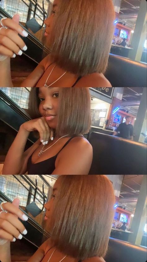 Short Flat Ironed Natural Hair Black Styles, Silk Press Natural Hair With Color, Natural Flat Ironed Hair Hairstyles, Pressed Natural Hair, Silk Press Natural Hair, Dyed Hair Inspiration, Dyed Natural Hair, Flat Iron Hair Styles, Slick Hairstyles