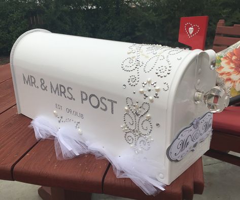 Wedding Postbox Ideas Diy, Ideas For Wedding Cards, Wedding Card Mailbox, Card Mailbox, Camp Ground, Wedding Post Box, Mailbox Ideas, Wedding Post, Purple Wedding Flowers