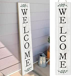 Welcome Sign for Front Door Porch Standing Farmhouse Welcome Sign Front Door Rustic Tall Welcome sign Large Welcome Wooden Sign for Farmhouse Home Front Door Yard Party Decor, 47.2in x 9.8in (White) Tall Welcome Sign, Front Door Rustic, Farmhouse Welcome Sign, Welcome Sign Front Door, Home Front Door, Sign For Front Door, Welcome Signs Front Door, Yard Party, Door Porch