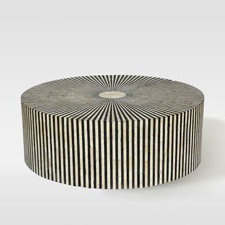 west elm Stripe Inlay Coffee Table Bone Inlay Table, Inlay Coffee Table, Circle Coffee Tables, West Elm Coffee Table, Sofa Bar, Marble Top Coffee Table, Bone Inlay Furniture, Inlay Furniture, Black Coffee Tables