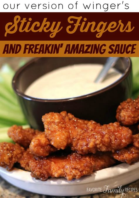 This has got to be the exact recipe they use at Winger's. We make these sticky fingers in less time than it would take to go to Winger's and order them! Wingers Sticky Fingers, Sticky Finger, Sticky Fingers, Chicken Fingers, Copycat Recipe, Got To Be, The Sauce, Feb 8, Crowd Pleaser