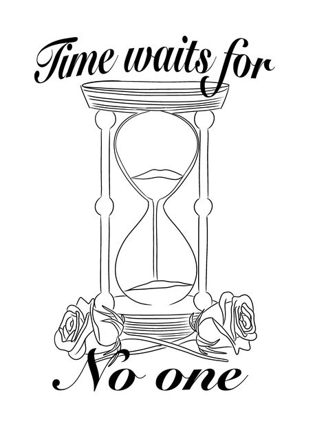 Hourglass Tattoo Stencil, Time Waits For No One Tattoo, Hourglass Drawing, Time Waits For No One, Half Sleeve Tattoos Drawings, Hand Tattoos For Girls, Prison Art, Tattoo Outline Drawing, Drawing Prompts