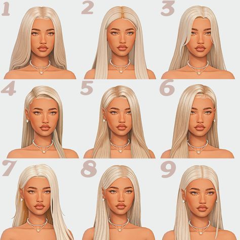 Sims Cc Straight Hair, Alpha Sims Cc Hair, Sims 4 Model Career, Sims 4 Blonde Hair, Sims 4 Cc Straight Hair, Sims 4 Character Ideas, Ts4 Bedroom, Sims Hairstyles, Pretty Sims