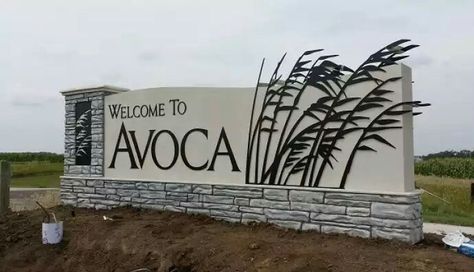 Monument signs Subdivision Entrance, Monument Signage, Entrance Signage, Park Signage, Compound Wall Design, Architectural Signage, Monument Signs, Shop Signage, Entry Signs