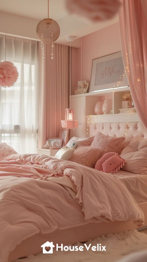 Girly Glamour Girls Pink Bedroom Ideas, Teenage Girls Bedroom Ideas, Girls Pink Bedroom, Girly Room Decor, Pink Bedroom Ideas, Glamourous Bedroom, Pink Bedroom For Girls, Teen Bedroom Designs