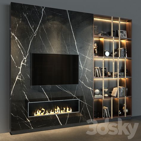 3d models: TV Wall - TV wall set 59 Tv Place, Tv Walls, Wall Fireplace, Modern Tv Wall, Wall Tv Unit Design, Ikea Living Room, Living Room Tv Unit, Tv Room Design, Tv Wall Decor