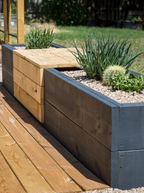 Planting Bench, Modern Planting, Planter Bench, Modern Planter, Property Investment, Modern Planters, Pergola Patio, Deck Garden, Garden Bed