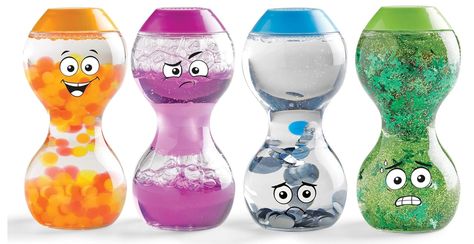 emotions sensory bottles Feelings Sensory, Secondary Emotions, Play Therapy Toys, Preschool Social Skills, Therapy Toys, Calming Corner, Calm Down Corner, Toddler Sensory, Social Emotional Development