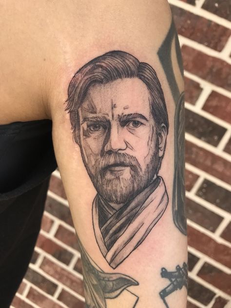 Obi Wan Kenobi Tattoo Ideas, Cal Kestis Tattoo, Obi Wan Kenobi Tattoo, Kenobi Tattoo, Obi Wan Tattoo, Obi One, Star Wars Tattoo, Leg Sleeve, Leg Sleeves