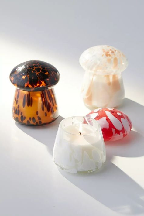 Urban Outfitters Candle, Mushroom Candle, Fall Dining Room, Autumn Dining, Future Room, Lucid Dreams, Stuffed Animal Storage, Home Candles, Glass Vessel